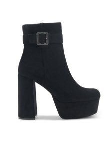 DeeZee Botki KIM LS5988-03 Czarny. Czarne botki DeeZee, bez wzorów, z materiału, bez obcasa, na słupku, bez zapięcia. Za 109,99 zł.