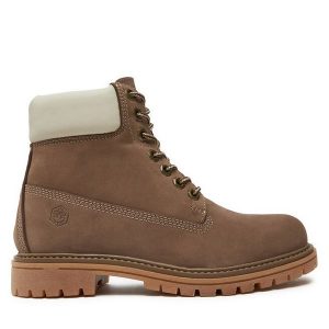 Trapery Lumberjack. Brązowe buty zimowe Lumberjack, bez obcasa, bez zapięcia. Za 529,99 zł.