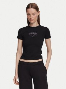 Guess Jeans T-Shirt W6YI05 K3640 Czarny Slim Fit. Czarne t-shirty Guess Jeans, xs, z aplikacjami, z bawełny, bez kołnierzyka, bez ramiączek. Za 159,99 zł.