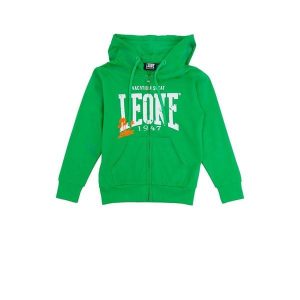 Bluza z kaptur na co dzień na siłownię. Zielone bluzy LEONE 1947 APPAREL, bez wzorów, z bawełny, bez kaptura. W wyprzedaży za 101,80 zł.