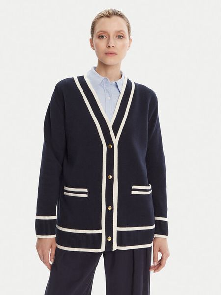 Gant Kardigan 4805340 Granatowy Relaxed Fit. Niebieskie kardigany GANT, z bawełny. Za 572,99 zł.