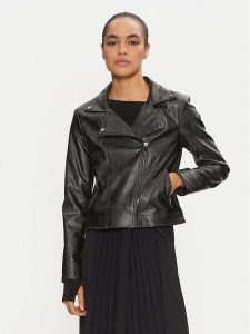 Joseph Ribkoff Kurtka z imitacji skóry 234902F24 Szary Slim Fit. Szare kurtki Joseph Ribkoff, s, bez wzorów, ze skóry, bez kaptura. Za 589,99 zł.