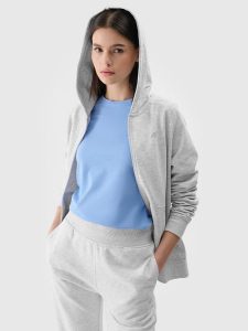 4F Bluza dresowa rozpinana z kapturem damska - szara XXL. Szare bluzy 4f, xs, bez wzorów, z bawełny, z kapturem. Za 159,99 zł.