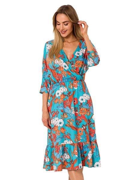 Made of emotion Sukienka w kolorze błękitnym ze wzorem rozmiar: L. Niebieskie sukienki Made Of Emotion, l, bez wzorów, bez kołnierzyka, bez ramiączek, midi, rozkloszowane. Za 156,98 zł.