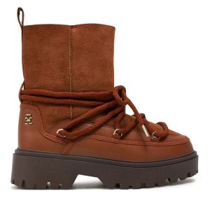 Śniegowce Tommy Hilfiger. Brązowe buty zimowe TOMMY HILFIGER, bez obcasa, bez zapięcia. Za 759,99 zł.