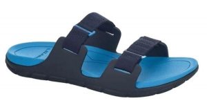 Klapki plażowe Sandal Way Slide MBAB. Niebieskie klapki Lizard, bez wzorów, ze skóry, bez obcasa. Za 86,30 zł.