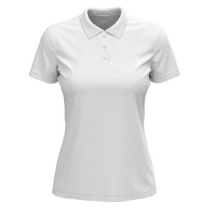 Damska Koszulka Polo Lux. Białe bluzki STEDMAN, bez wzorów, bez kołnierzyka, bez ramiączek. Za 69,99 zł.