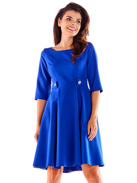 Awama Sukienka w kolorze niebieskim rozmiar: S. Niebieskie sukienki Awama, s, bez wzorów, bez kołnierzyka, bez ramiączek, mini, rozkloszowane. Za 185,95 zł.