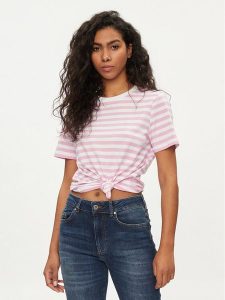 Pieces T-Shirt Ria 17146339 Różowy Regular Fit. Czerwone t-shirty Pieces, xs, bez wzorów, z bawełny, bez kołnierzyka, bez ramiączek. Za 49,99 zł.