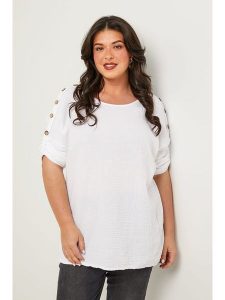 Curvy Lady Bluzka w kolorze białym rozmiar: 40/42. Białe bluzki Curvy Lady, bez wzorów, klasyczne, bez kołnierzyka, bez ramiączek. Za 162,49 zł.