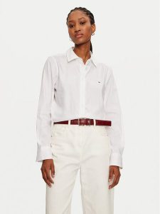 Tommy Hilfiger Koszula WW0WW44084 Biały Regular Fit. Białe koszule TOMMY HILFIGER, bez wzorów, z bawełny, bez kołnierzyka, bez ramiączek. Za 229,99 zł.