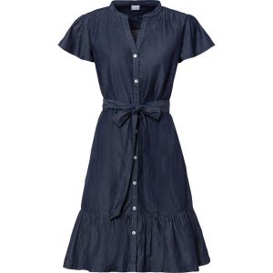 Sukienka dżinsowa. Niebieskie sukienki bonprix, bez wzorów, z bawełny, bez kołnierzyka, bez ramiączek. Za 139,99 zł.