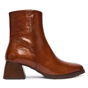 Botki Hispanitas. Brązowe botki Hispanitas, bez wzorów, bez obcasa, na słupku, bez zapięcia. Za 579,99 zł.