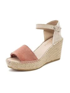 Natural world Czółenka w kolorze beżowo-czerwonym na koturnie rozmiar: 37. Brązowe czółenka Natural World, bez wzorów, z otwartym noskiem, bez obcasa, na koturnie, bez zapięcia. Za 173,99 zł.