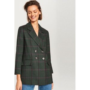 Dwurzędowa marynarka w kratę - Khaki. Marynarki i żakiety marki Reserved. W wyprzedaży za 119,99 zł.