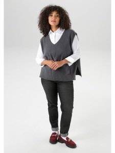 Aniston Bezrękawnik w kolorze antracytowym rozmiar: 50. Czarne swetry oversize Aniston, bez wzorów, bez ramiączek. Za 60,88 zł.