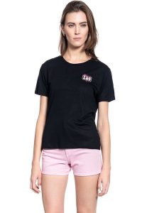 DAMSKI T-SHIRT LEE RELAXED FIT TEE BLACK L40CBW01 112108491. Czarne t-shirty Lee, l, bez wzorów, bez kołnierzyka, bez ramiączek. Za 69,99 zł.