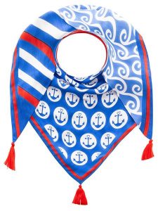 Zwillingsherz Chusta trójkątna w kolorze niebiesko-czerwono-białym - 200 x 90 cm rozmiar: onesize. Białe apaszki i chusty Zwillingsherz, bez wzorów, z materiału. Za 175,67 zł.
