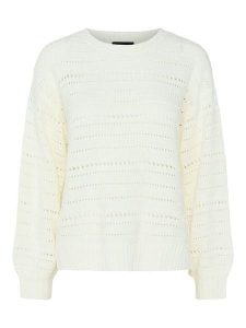 Pieces Sweter "Molly" w kolorze kremowym rozmiar: L. Brązowe swetry oversize Pieces, l, bez wzorów, bez ramiączek. Za 79,03 zł.