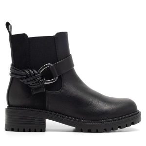 Botki Clara Barson. Czarne botki Clara Barson, bez wzorów, bez obcasa, na płaskiej podeszwie, bez zapięcia. Za 139,99 zł.