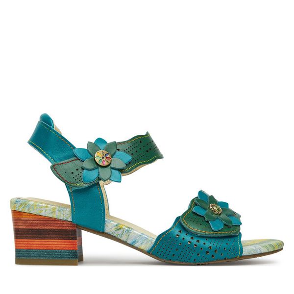 Sandały Laura Vita. Niebieskie sandały LAURA VITA, bez wzorów, bez obcasa, na słupku, bez zapięcia. Za 229,99 zł.