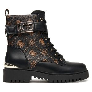 Trapery Guess. Czarne buty zimowe Guess, bez obcasa, bez zapięcia. Za 549,99 zł.