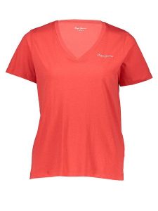 Pepe Jeans Koszulka w kolorze czerwonym rozmiar: M. Czerwone bluzki Pepe Jeans, m, bez wzorów, z bawełny, bez kołnierzyka, bez ramiączek. Za 74,63 zł.