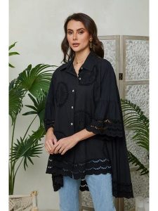 Lin Passion Koszula w kolorze czarnym rozmiar: 34/36. Czarne koszule Lin Passion, bez wzorów, z bawełny, bez kołnierzyka, bez ramiączek. Za 173,99 zł.