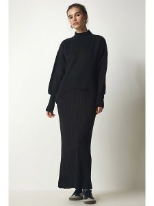 Happiness Istanbul 2-częściowy zestaw w kolorze czarnym rozmiar: onesize. Czarne swetry oversize Happiness Istanbul, bez wzorów, z dzianiny, bez ramiączek. Za 85,75 zł.