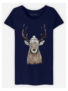 WOOOP Koszulka w kolorze granatowym rozmiar: S. Niebieskie bluzki Wooop, s, bez wzorów, z bawełny, bez kołnierzyka, bez ramiączek. Za 56,99 zł.