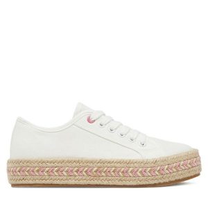 Espadryle DeeZee. Białe espadryle DeeZee, bez wzorów, bez obcasa. Za 99,99 zł.