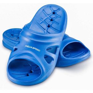 Klapki basenowe dla dorosłych Aqua Speed Florida. Niebieskie klapki Aqua-Speed, bez wzorów, bez obcasa. Za 59,99 zł.