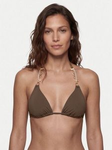 Guess Góra od bikini E6GJ00 KF412 Brązowy. Brązowe bikini Guess, z aplikacjami, z syntetyku. Za 349,99 zł.