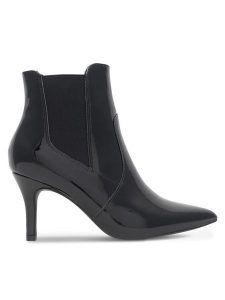 Sergio Bardi Botki WYL3038-13Z-SB Czarny. Czarne botki Sergio Bardi, bez wzorów, z lakierowanej skóry, bez obcasa, na szpilce, bez zapięcia. Za 174,99 zł.