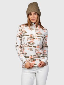 Brunotti Bluza polarowa "Misma-Print" w kolorze biało-oliwkowo-pomarańczowym rozmiar: L. Białe bluzy Brunotti, l, bez wzorów, z polaru, bez kaptura. Za 104,99 zł.