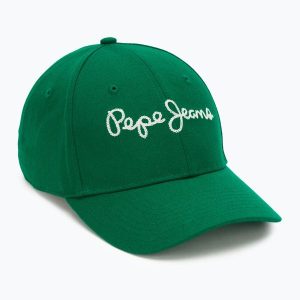 Czapka z daszkiem Pepe Jeans Mallon Cap. Zielone czapki Pepe Jeans, bez wzorów, z jeansu. Za 119,99 zł.