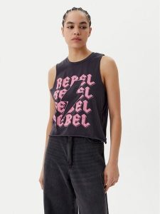 Noisy May Top Rebel 27034002 Szary Oversize. Szare topy Noisy may, xs, bez wzorów, z bawełny, bez kołnierzyka, bez ramiączek. Za 49,99 zł.