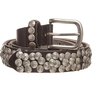 Skórzany pasek "Flat Rivet VII" w kolorze czarnym. Czarne paski marki FREDsBRUDER, bez wzorów, z materiału. W wyprzedaży za 85,95 zł.