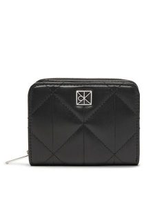 Calvin Klein Portfel Quilted Flap Zip Around LV04F1124G Czarny. Czarne portfele Calvin Klein, bez wzorów, ze skóry. Za 329,99 zł.