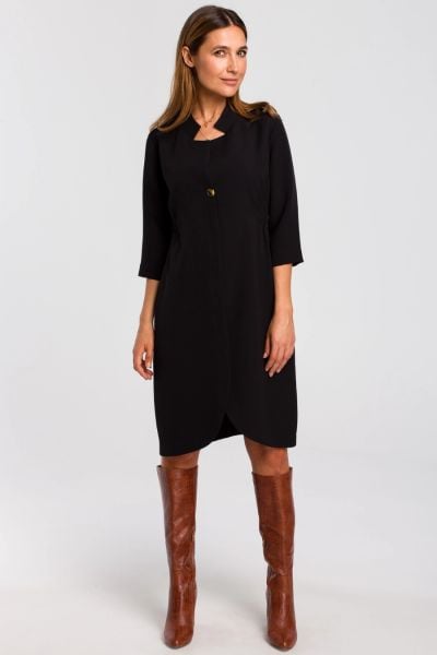 Sukienka marynarka elegancka żakietowa asymetryczna czarna. Czarne marynarki i żakiety Stylove, do pracy, l, bez wzorów, biznesowe, z asymetrycznym kołnierzem, bez ramiączek, asymetryczne. Za 329,00 zł.