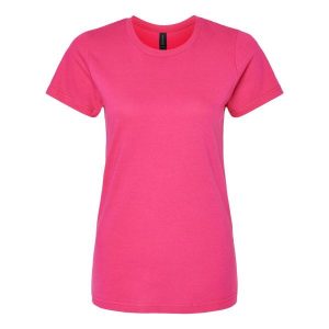 Damska Koszulka Softstyle O Średniej Grubości. Czerwone bluzki GILDAN, xl, bez wzorów, sportowe, bez kołnierzyka, bez ramiączek. Za 44,99 zł.