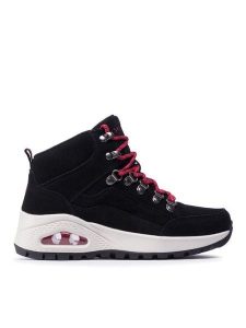 Skechers Trapery Uno Rugged One 155220/BLK Czarny. Czarne buty zimowe Skechers, ze skóry, bez obcasa, bez zapięcia. Za 519,99 zł.