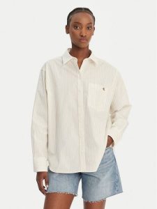 Calvin Klein Jeans Koszula LV047F103G Beżowy Relaxed Fit. Brązowe koszule Calvin Klein Jeans, xs, bez wzorów, z bawełny, bez kołnierzyka, bez ramiączek. Za 449,99 zł.