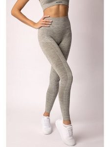 Spaio Legginsy sportowe "Melange" w kolorze khaki rozmiar: S. Brązowe legginsy Spaio, bez wzorów, z materiału. Za 152,98 zł.
