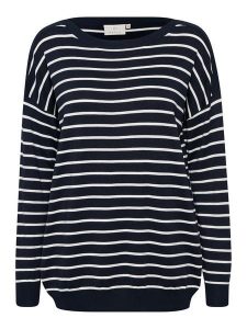 Kaffe Sweter "Mala" w kolorze granatowo-kremowym rozmiar: XS. Brązowe swetry oversize Kaffe, xs, bez wzorów, bez ramiączek. Za 87,81 zł.