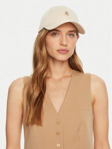 Tommy Hilfiger Czapka z daszkiem AW0AW16843 Écru. Czapki TOMMY HILFIGER, bez wzorów, z bawełny. Za 139,99 zł.