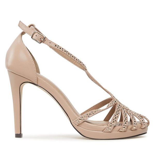 Sandały Menbur. Brązowe sandały Menbur, bez wzorów, bez obcasa, na szpilce, bez zapięcia. Za 269,99 zł.