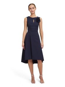 Vera Mont Sukienka w kolorze granatowym rozmiar: 46. Niebieskie sukienki Vera Mont, z aplikacjami, bez kołnierzyka, bez ramiączek, midi. Za 230,00 zł.