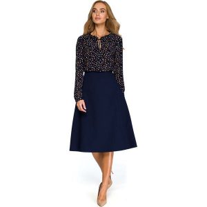 Granatowa Klasyczna Trapezowa Spódnica Midi. Czarne spódnice MOE, l, bez wzorów, z elastanu, klasyczne, midi. Za 187,90 zł.