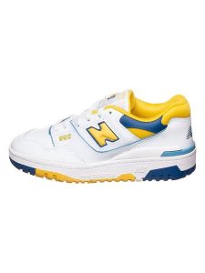 New Balance Sneakersy w kolorze biało-żółto-niebieskim rozmiar: 40. Białe trampki New Balance, bez wzorów, bez zapięcia. Za 228,38 zł.